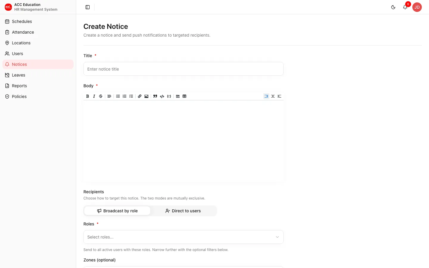 Add Notice