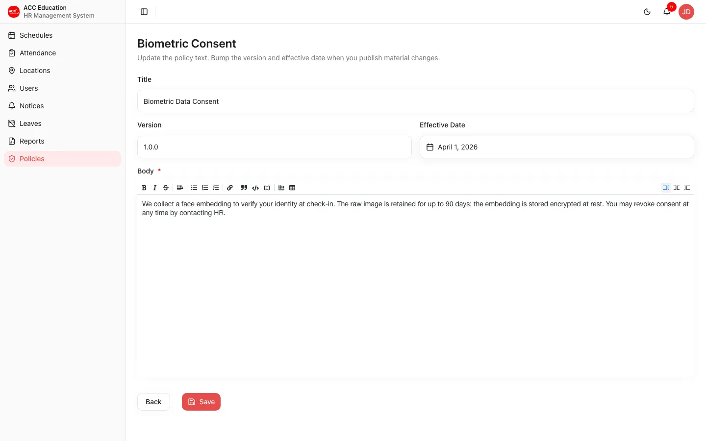 Edit Policy