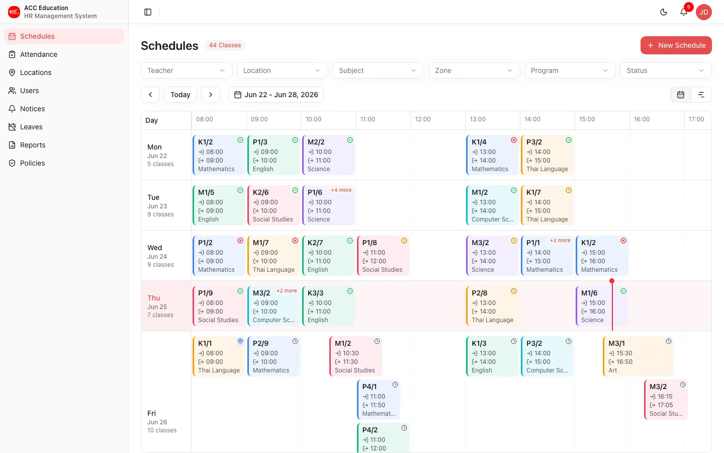 Schedules