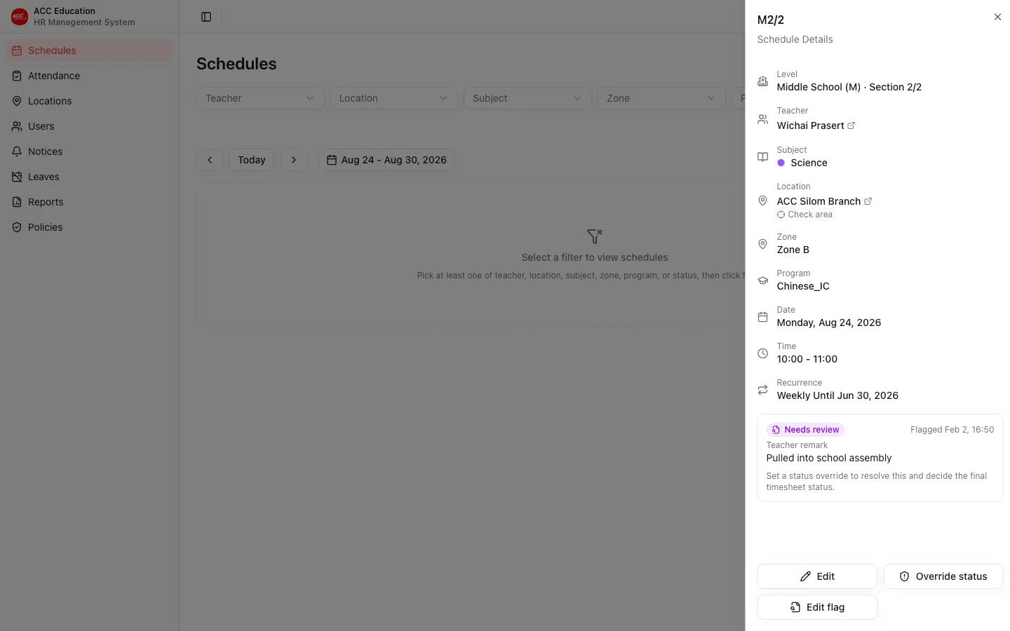 Review Flagged Classes